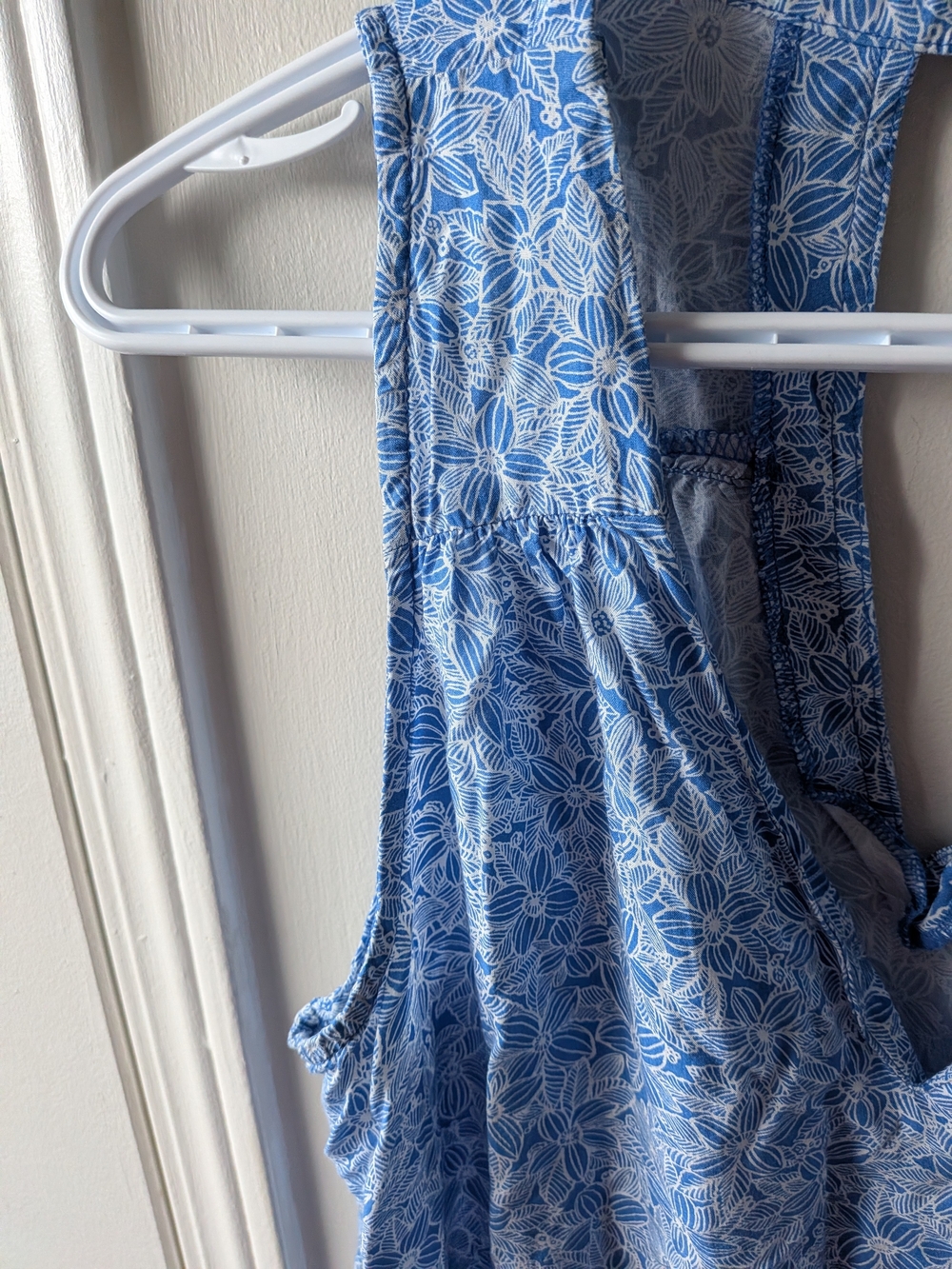 Old Navy Light Blue Floral V-Neck Sleeveless Mini Dress - Picture 4 of 6